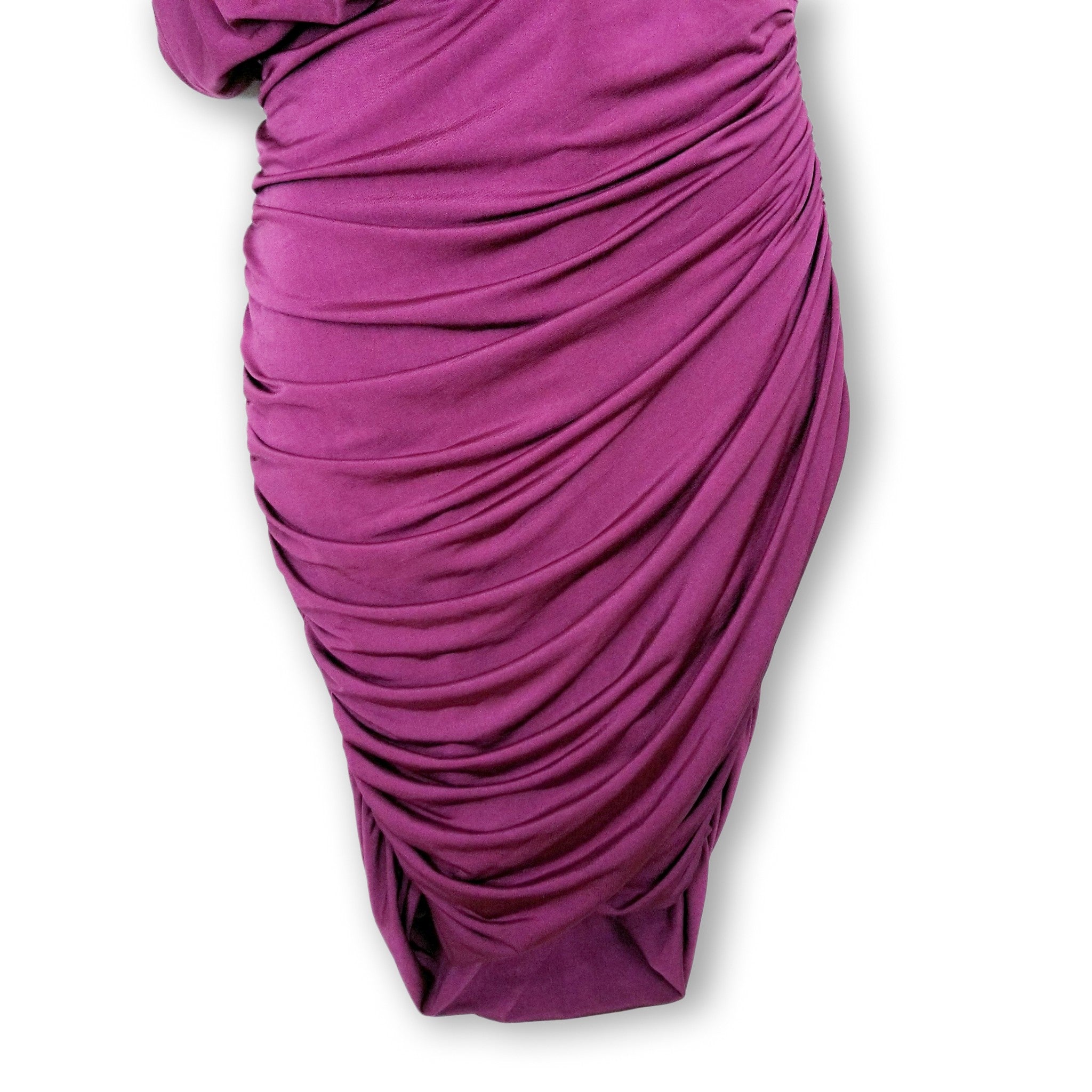 Forcast Women's Purple Ruched Bodycon Dress 10 M Asymmetrical Party Cocktail