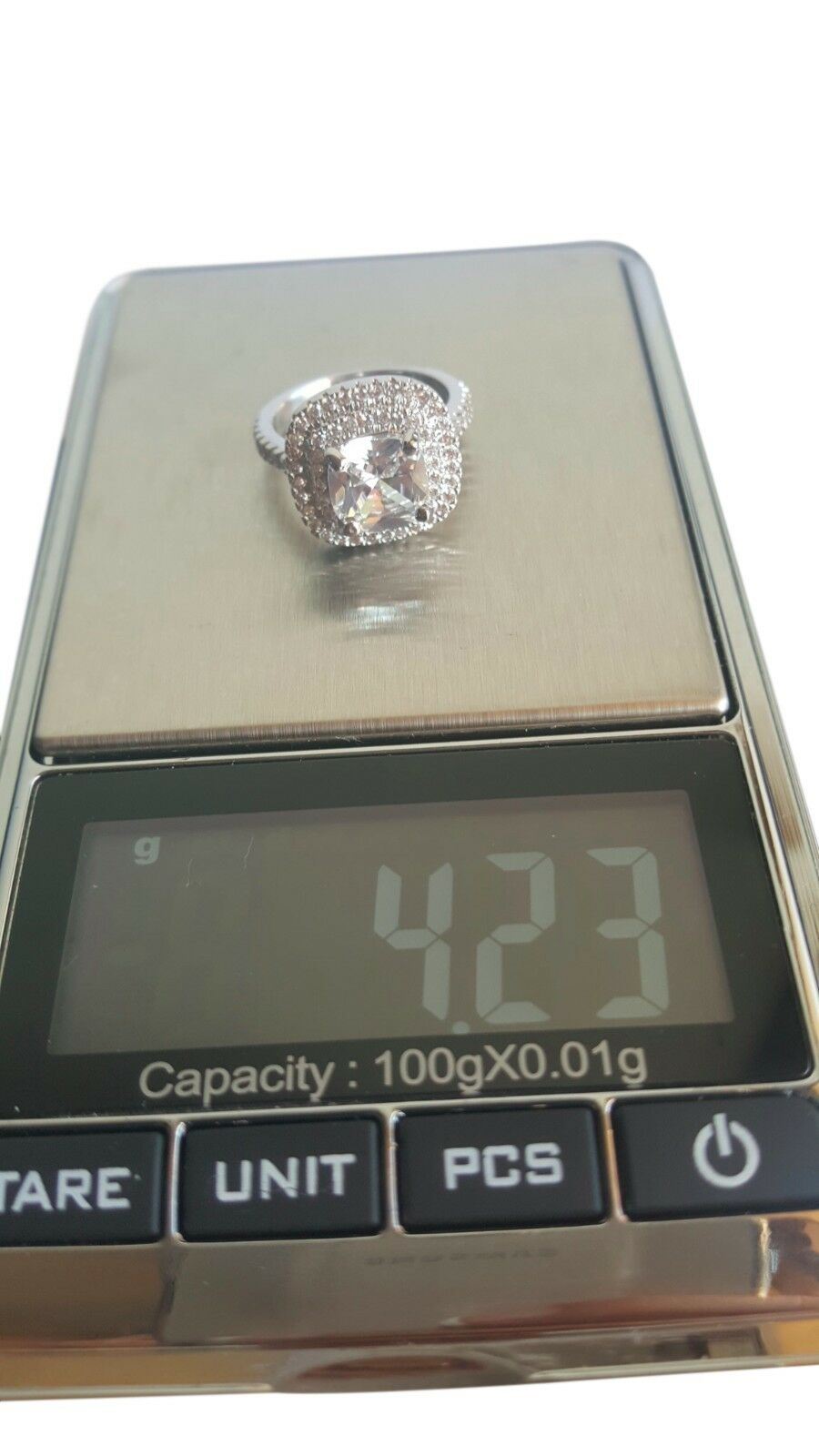 Womens Sterling Silver Double Halo Cushion Cut Simulated Wedding Engagement Ring