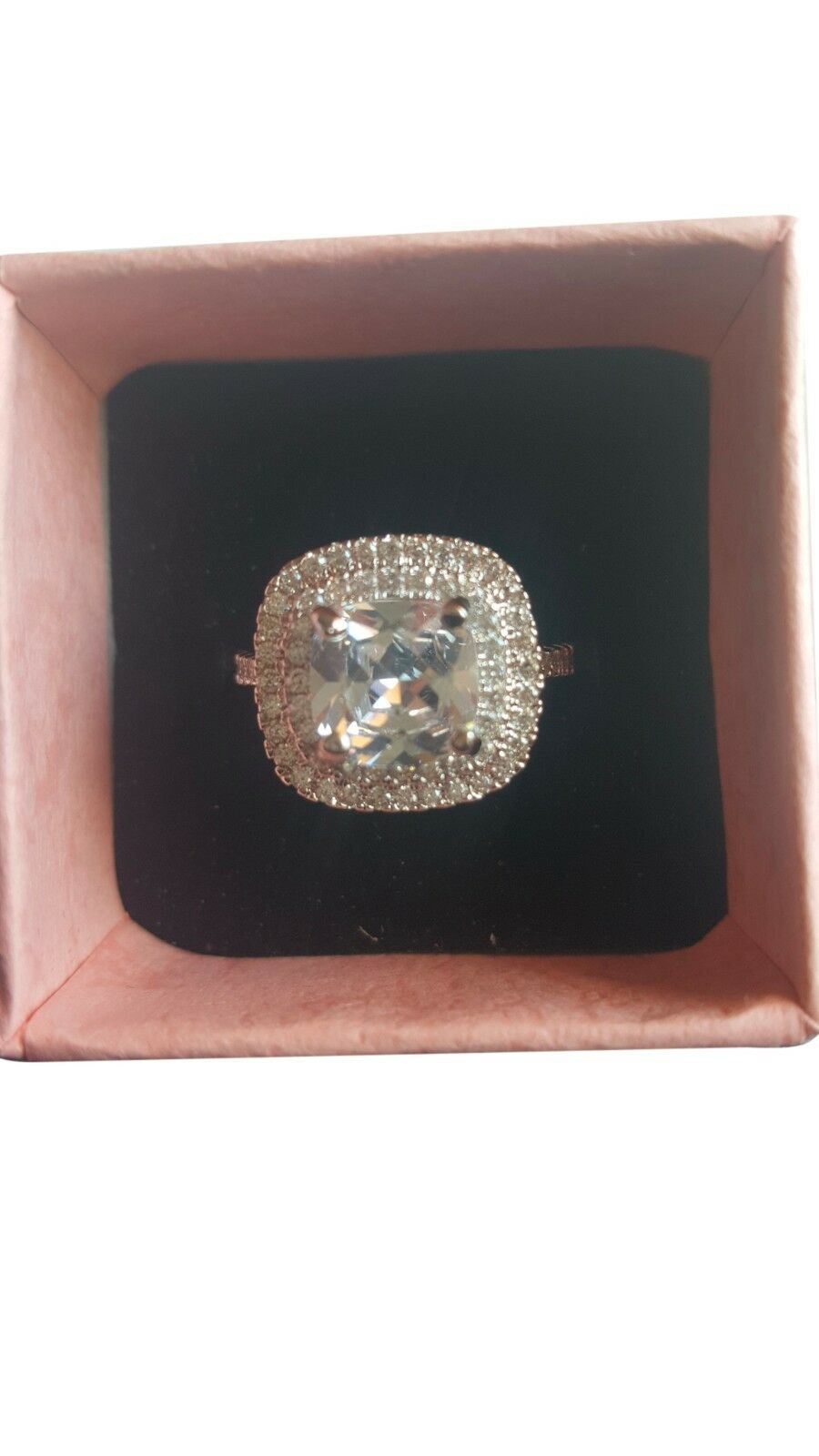 Womens Sterling Silver Double Halo Cushion Cut Simulated Wedding Engagement Ring