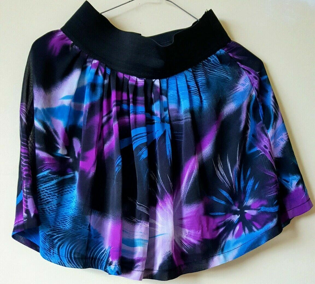 ICE Women's Black Purple Blue Tropical Fashion Sexy Print Cocktail Mini Skirt