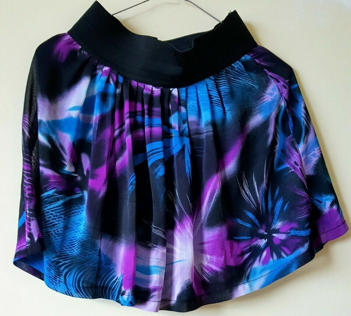 ICE Women's Black Purple Blue Tropical Fashion Sexy Print Cocktail Mini Skirt
