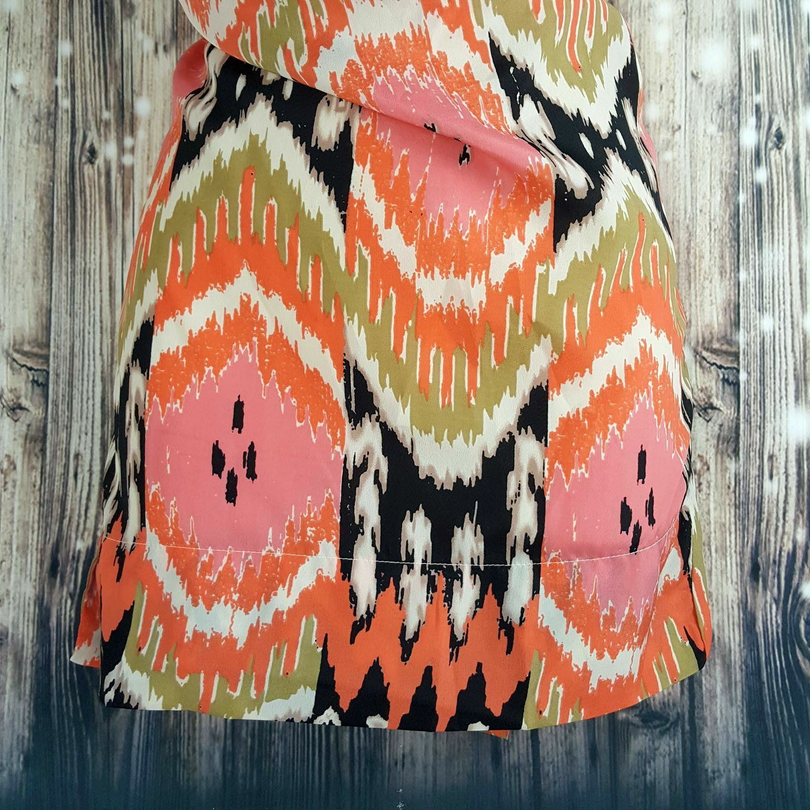 BARKINS Women's Cowl Neck Fashion Blouse Orange Black White Sleeveless Work Top