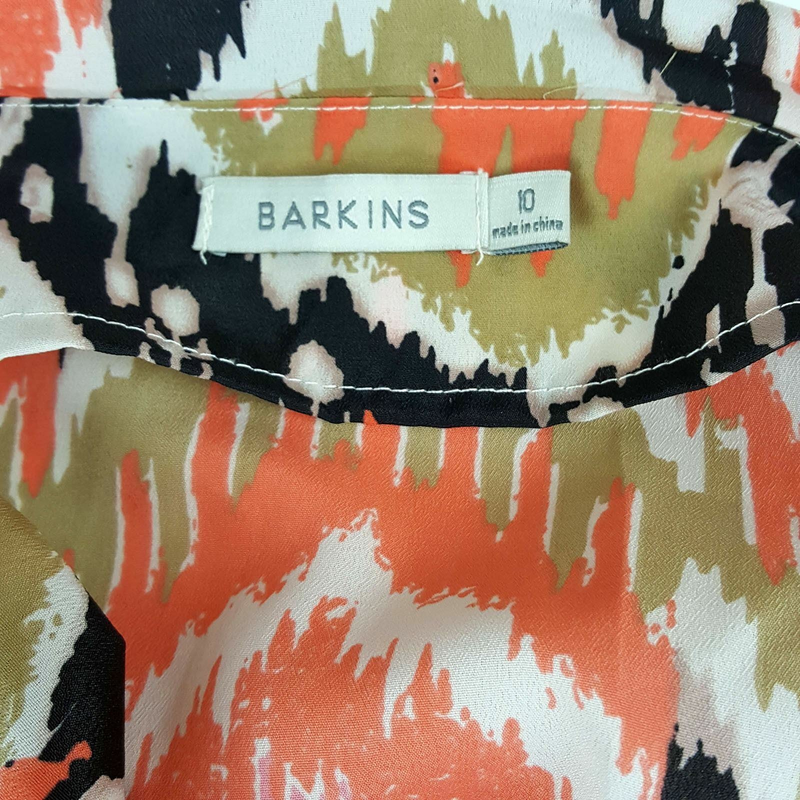 BARKINS Women's Cowl Neck Fashion Blouse Orange Black White Sleeveless Work Top