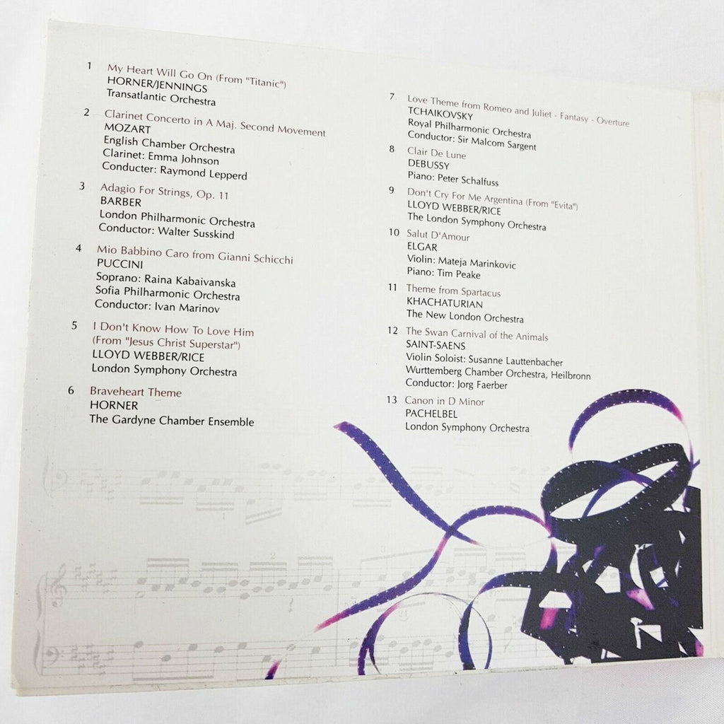 Cinema Classics CD Compilation My Heart Will Go On Canon in D Minor Mozart