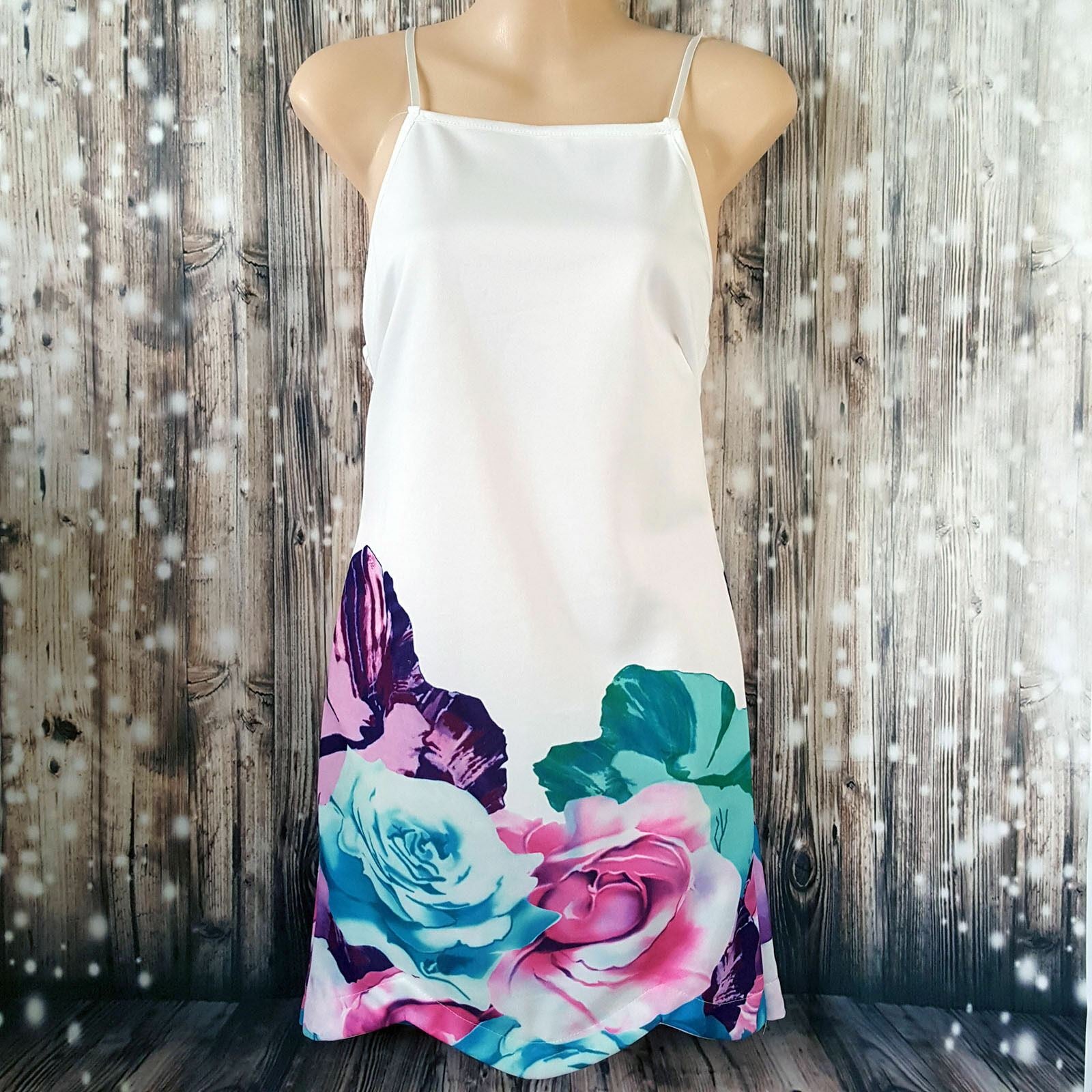 Women's White Sleeveless Classy Floral Print Ladies Summer Casual Beach Sundress