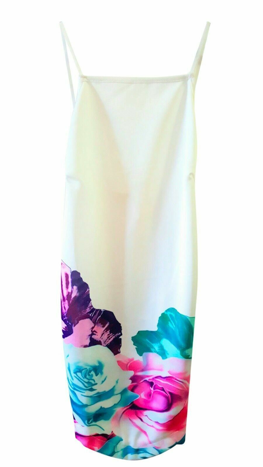 Women's White Sleeveless Classy Floral Print Ladies Summer Casual Beach Sundress