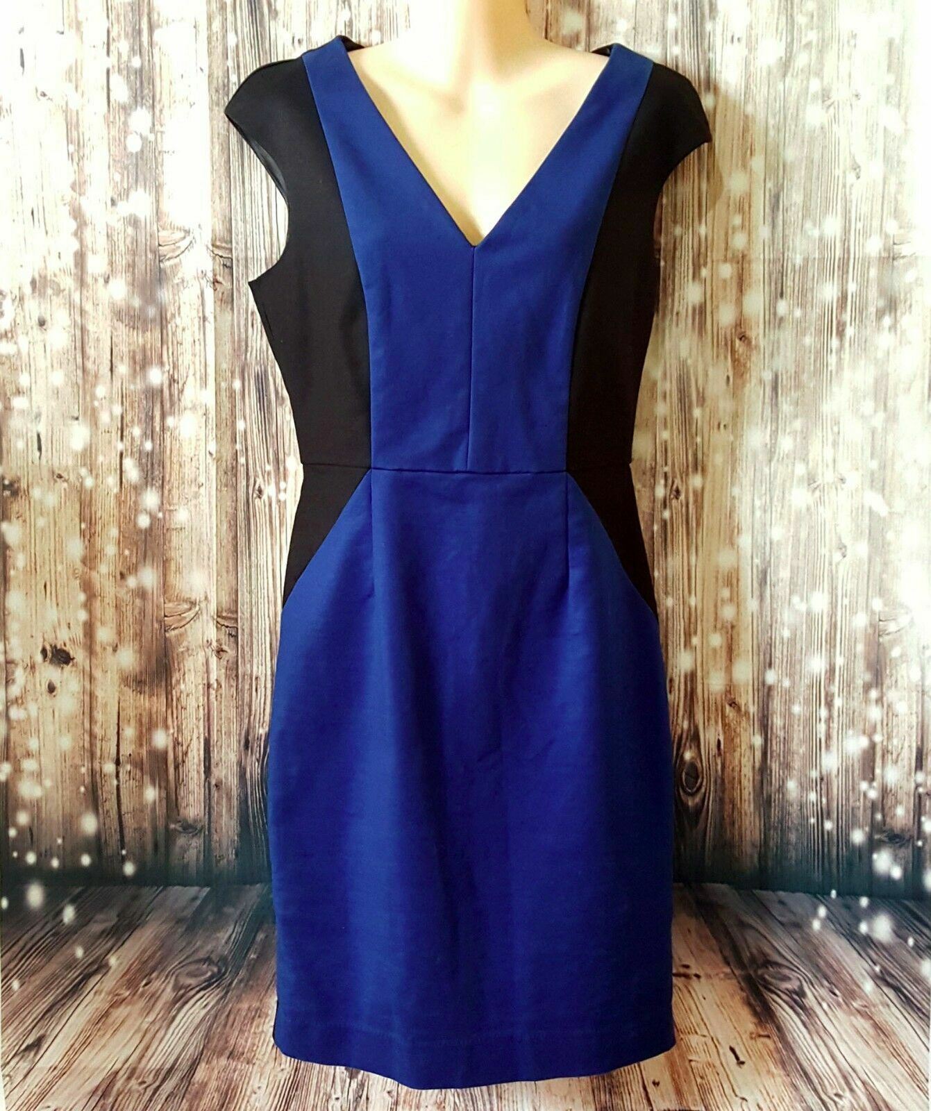ZARA Black Blue Women's Sheath Dress Capped Sleeve  Ladies Office Work Wear