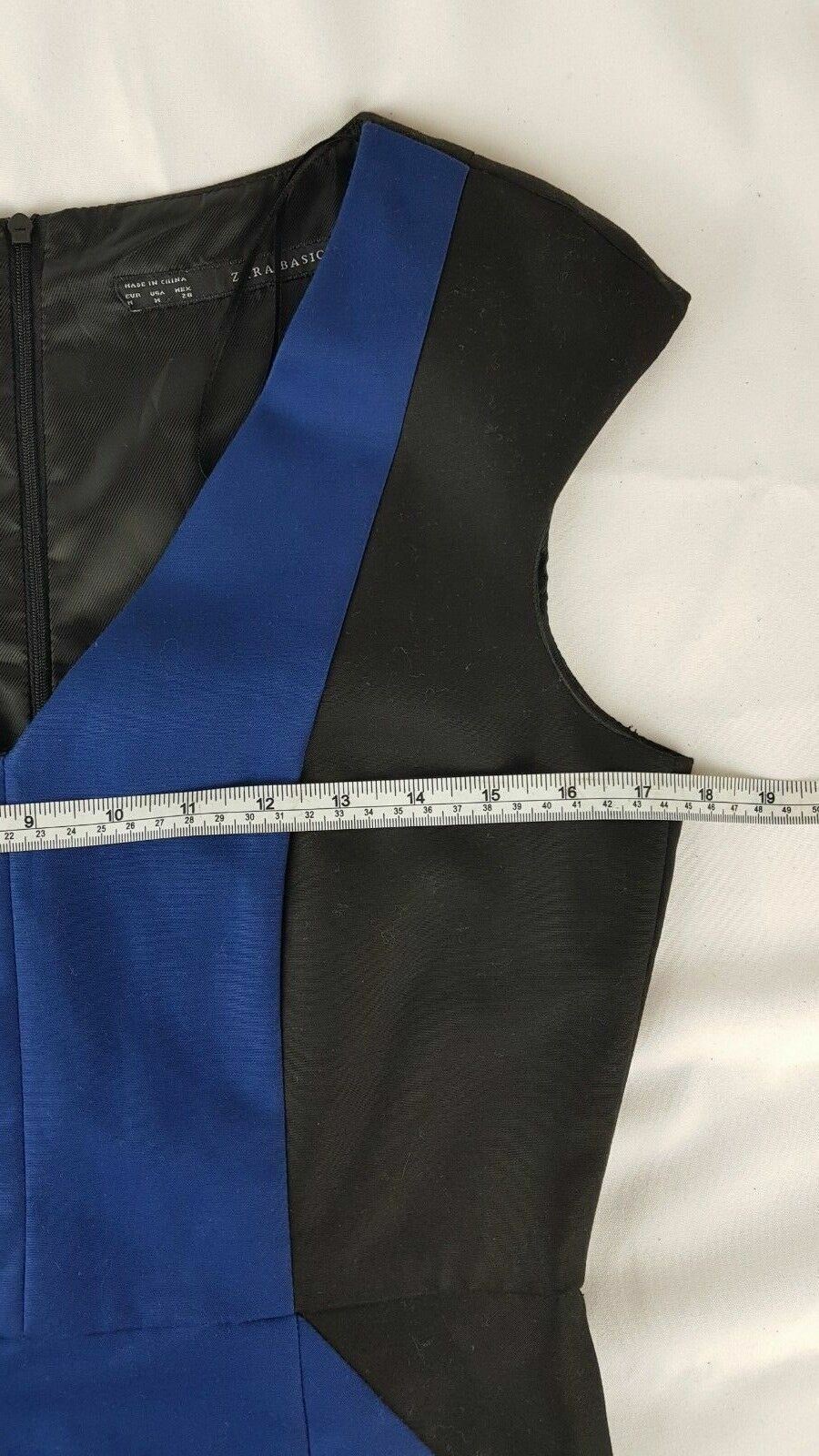 ZARA Black Blue Women's Sheath Dress Capped Sleeve  Ladies Office Work Wear