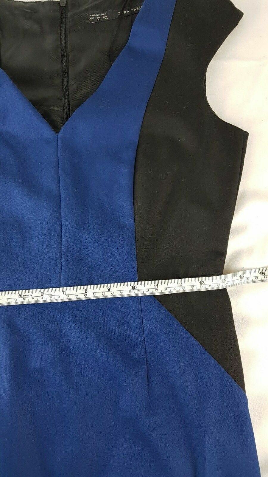 ZARA Black Blue Women's Sheath Dress Capped Sleeve  Ladies Office Work Wear