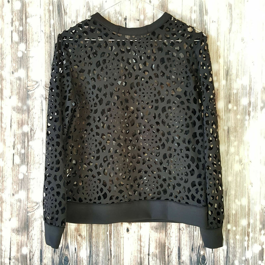 GLITTER ALICE Women's Black See-Through Long Sleeve Blouse Ladies Casual Top