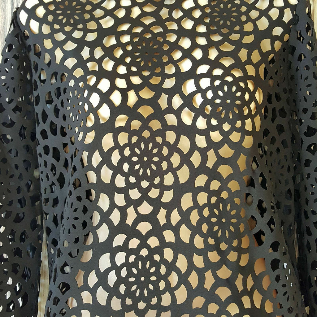GLITTER ALICE Women's Black See-Through Long Sleeve Blouse Ladies Casual Top