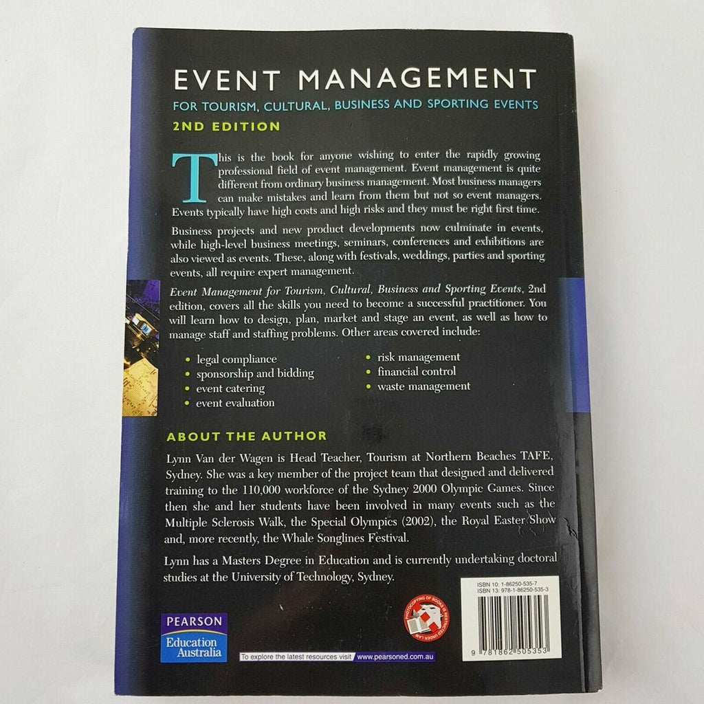 Event Management For Tourism Cultural Sporting & Business Events 2004 Paperback