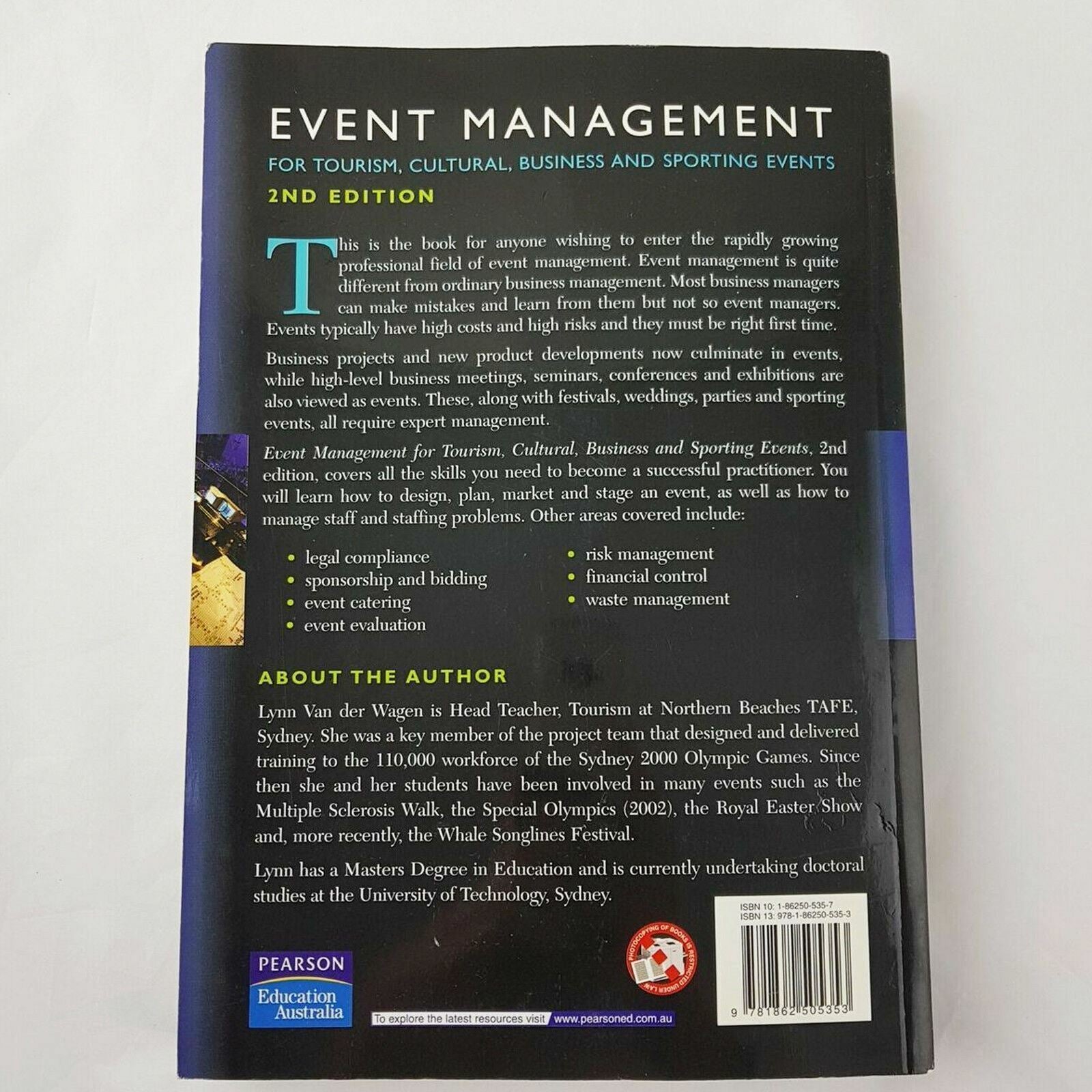 Event Management For Tourism Cultural Sporting & Business Events 2004 Paperback