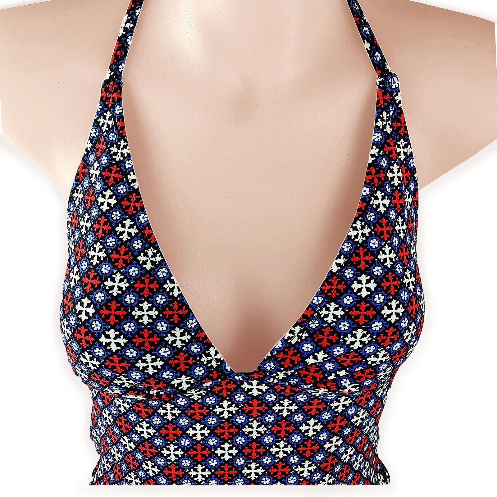 HARLOW Halter Tankini Red Blue White Geometric Design Swimwear Ladies Wear