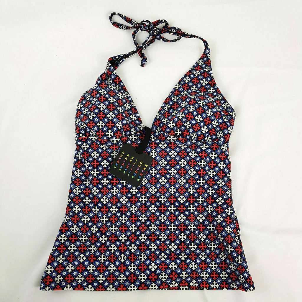 HARLOW Halter Tankini Red Blue White Geometric Design Swimwear Ladies Wear