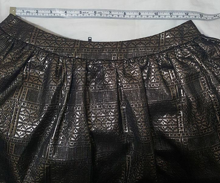TOPSHOP Womens Gold Black Metallic Sexy Cocktail Puffy Bubble Fashion Mini Skirt