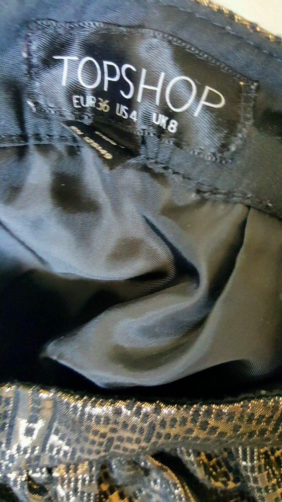 TOPSHOP Womens Gold Black Metallic Sexy Cocktail Puffy Bubble Fashion Mini Skirt