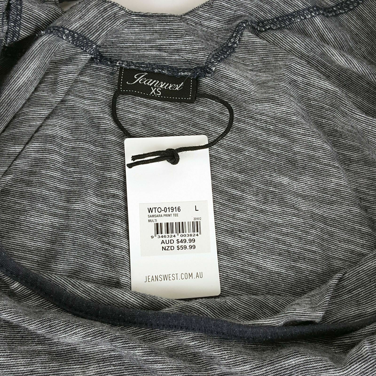 JEANSWEST Women's Fashion Samsara Print T-Shirt Blue Grey Active Wear Shirt NEW