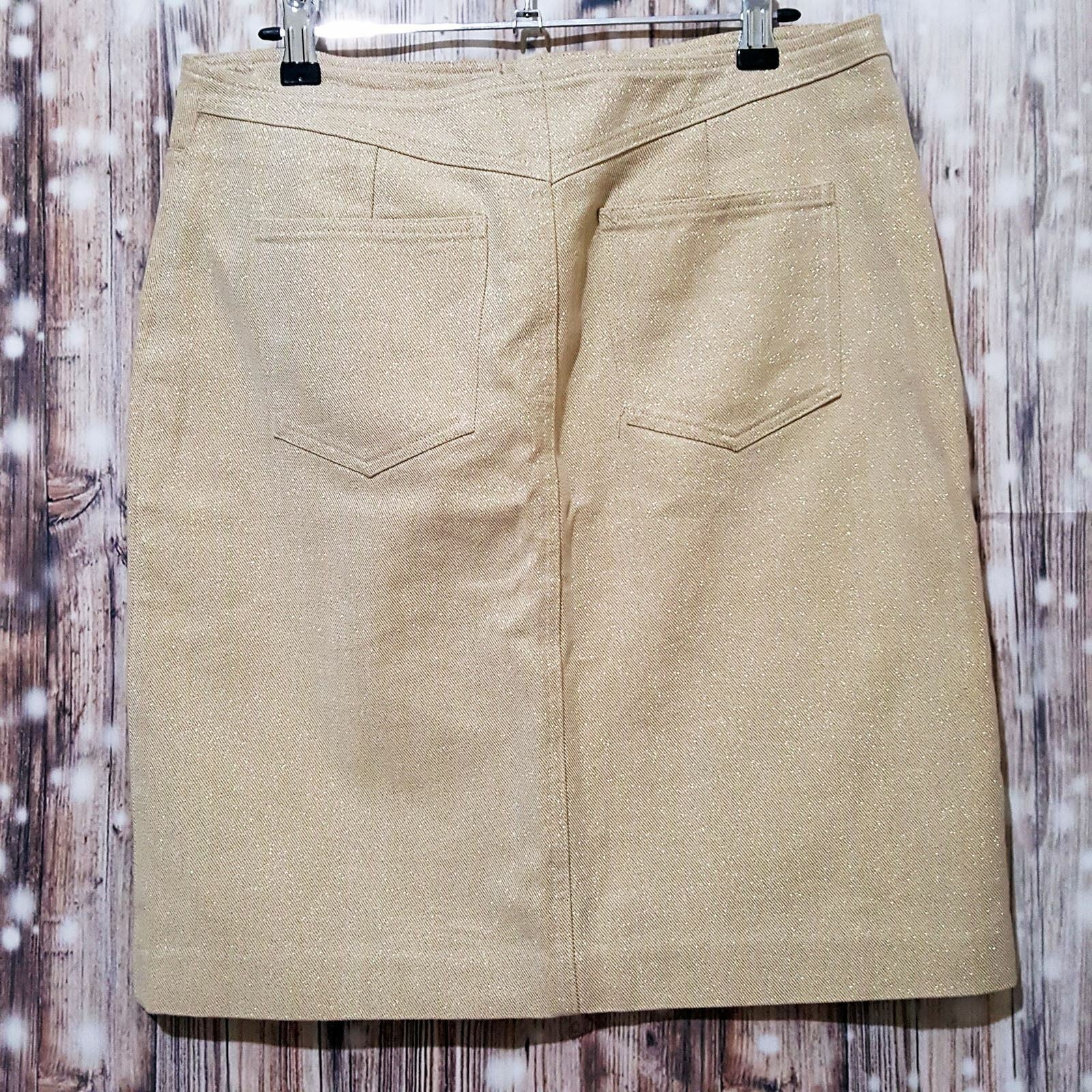 WITCHERY Womens Beige Gold Sparkly Pencil Fashion Corporate Work Business Skirt