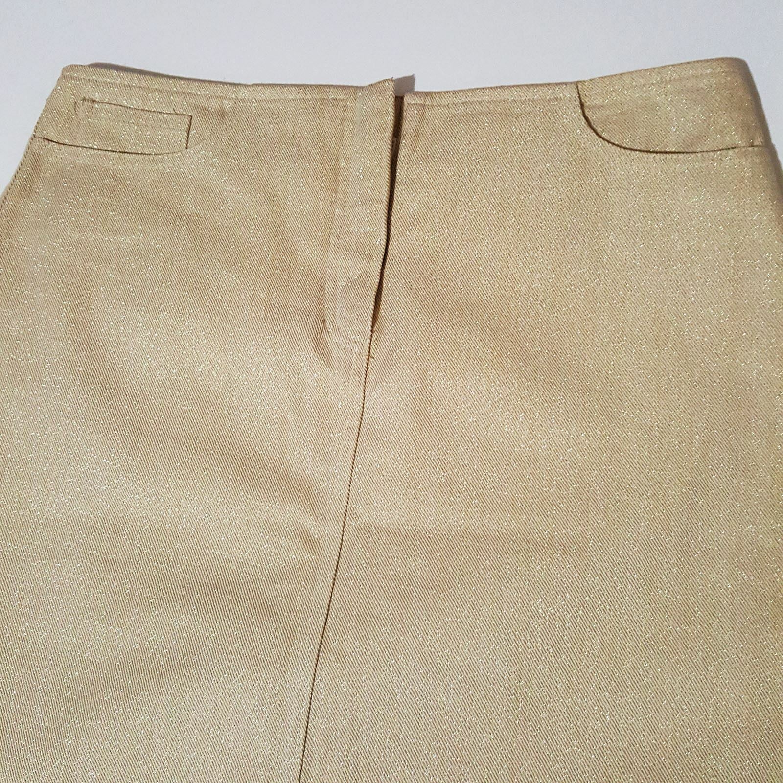 WITCHERY Womens Beige Gold Sparkly Pencil Fashion Corporate Work Business Skirt