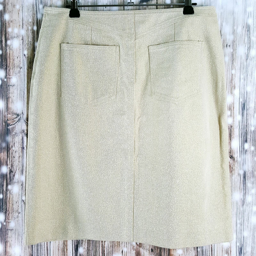 WITCHERY Womens Beige Gold Sparkly Pencil Fashion Corporate Work Business Skirt