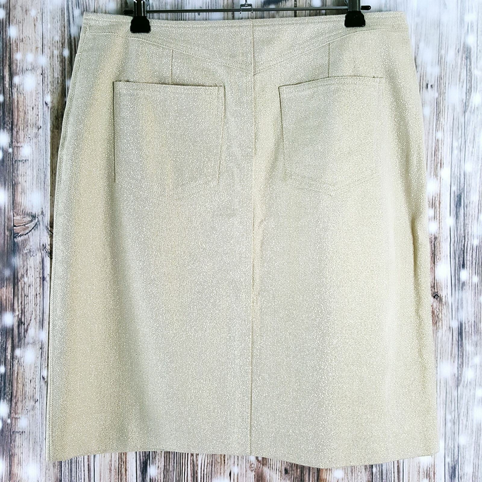 WITCHERY Womens Beige Gold Sparkly Pencil Fashion Corporate Work Business Skirt