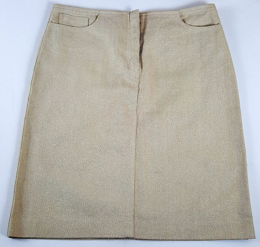 WITCHERY Womens Beige Gold Sparkly Pencil Fashion Corporate Work Business Skirt