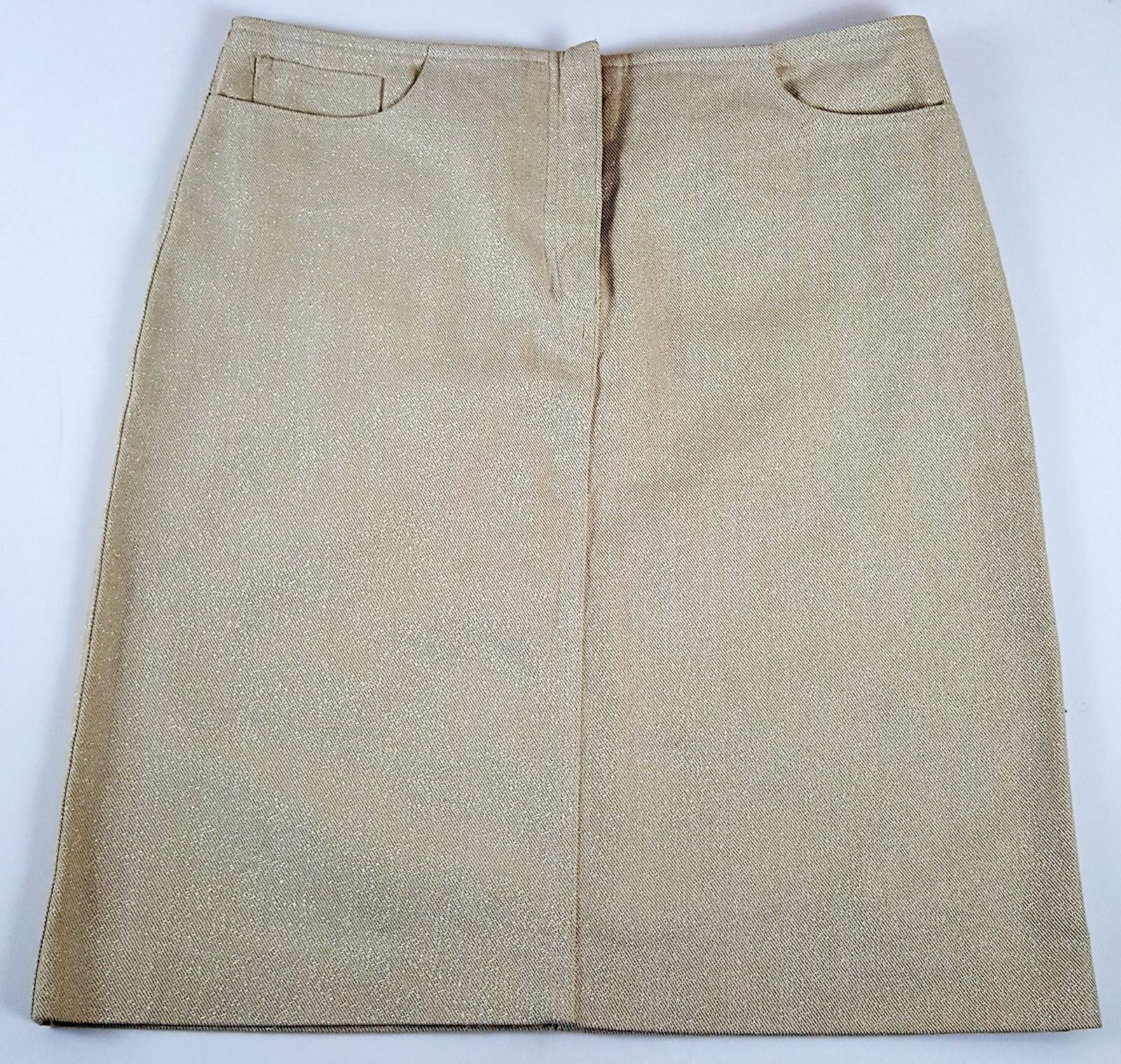 WITCHERY Womens Beige Gold Sparkly Pencil Fashion Corporate Work Business Skirt