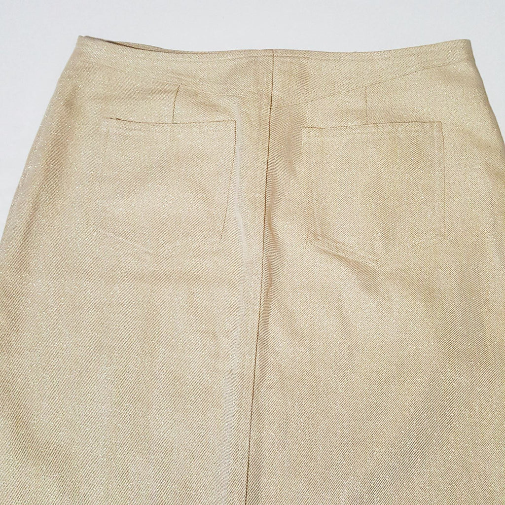 WITCHERY Womens Beige Gold Sparkly Pencil Fashion Corporate Work Business Skirt