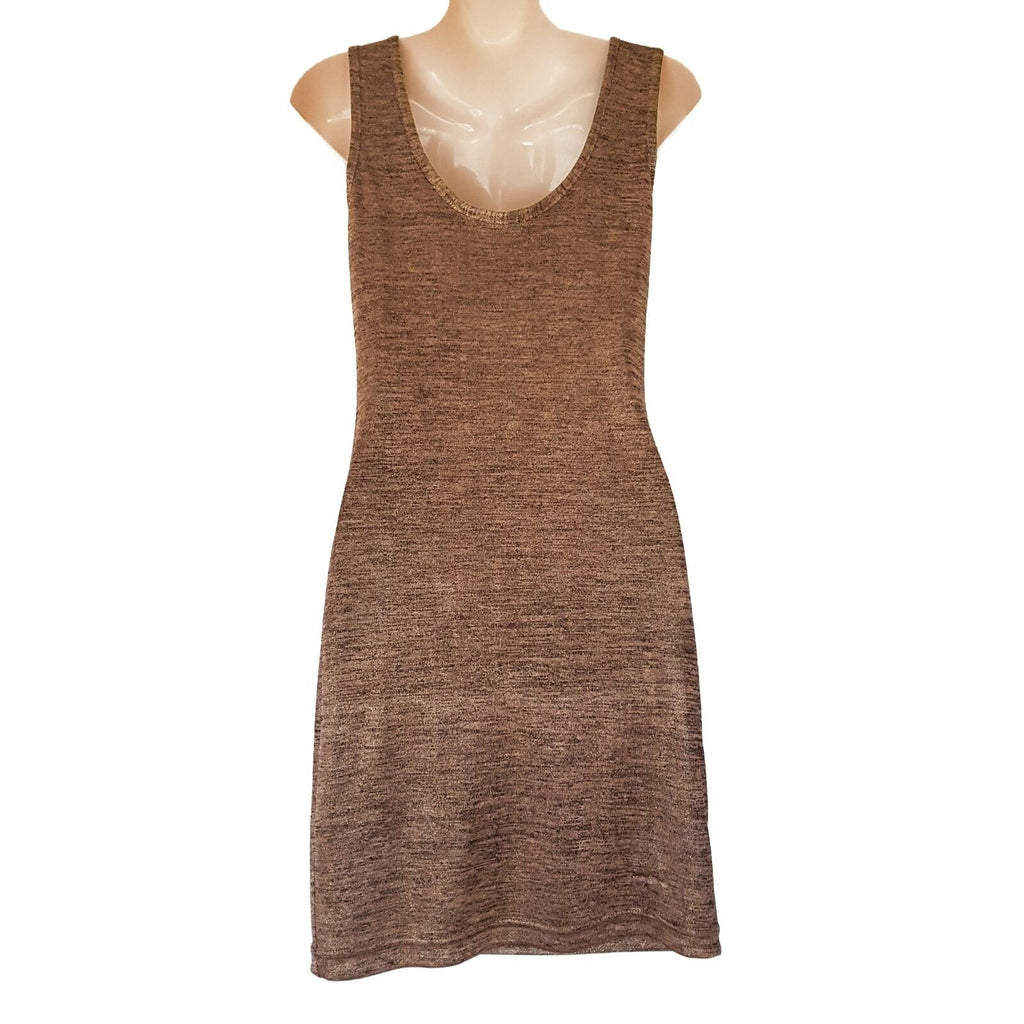 REVIEW Women's Sexy Metallic Gold Bronze Sleeveless Bodycon Layered Ruffle Dress