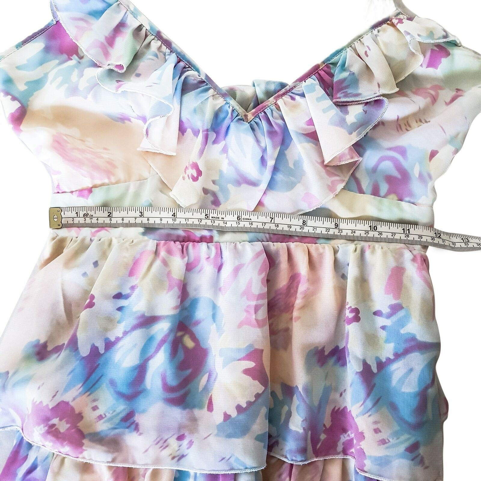 Bardot Floral Summer Dress Purple Pink Casual Boho Party Cocktail Size 8 Small