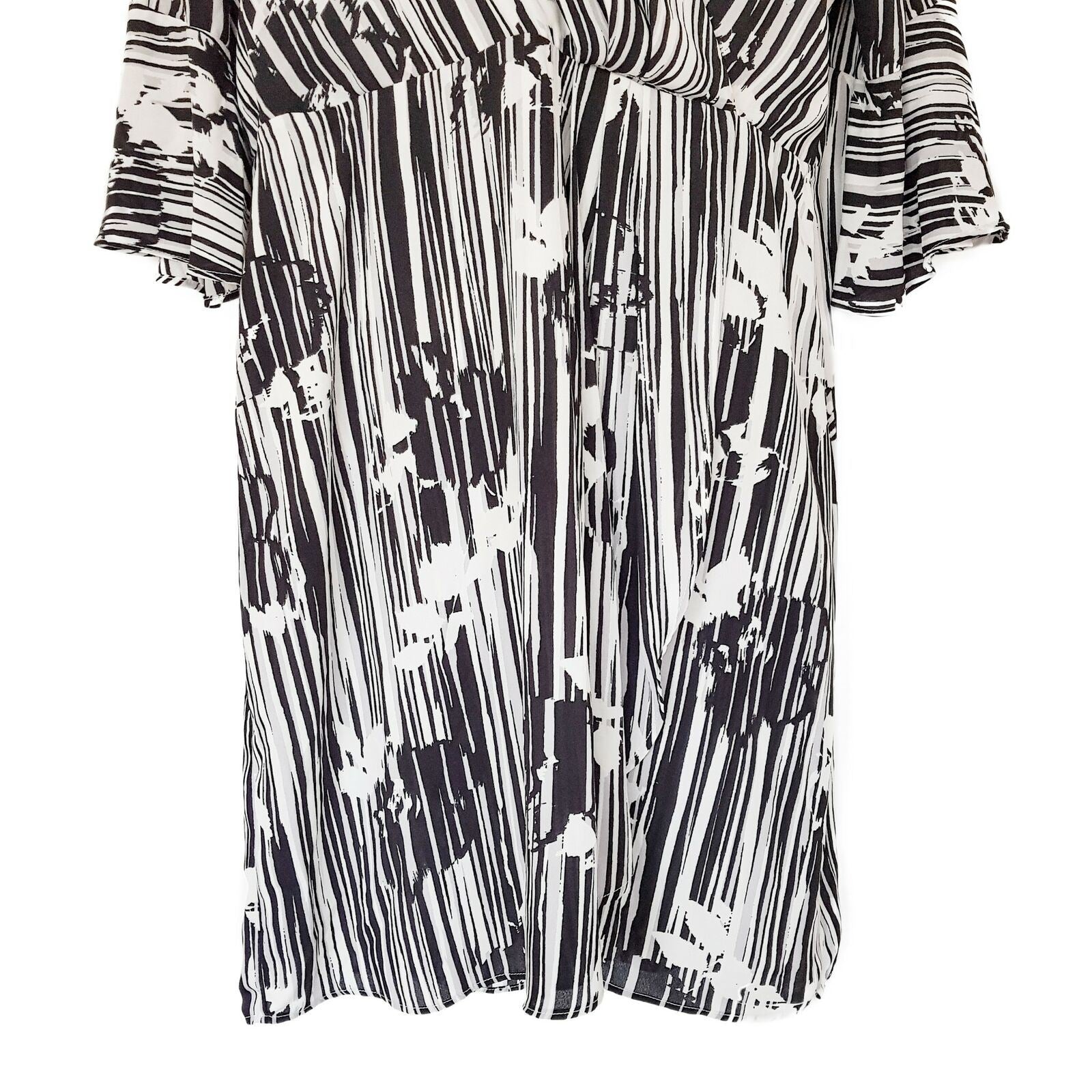KATIES Story K Artisan Chic Women's V-Neck Maxi Dress Black White Floral Stripe