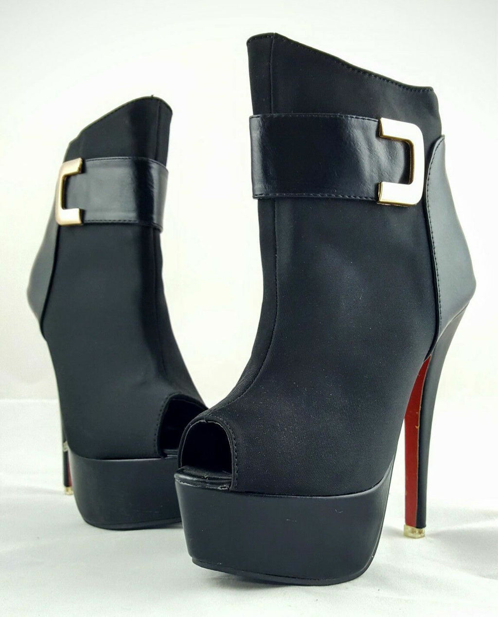 Womens Sexy Black Peep Toe Ankle Stiletto Platform Boots Fashion Zipped Shoe New
