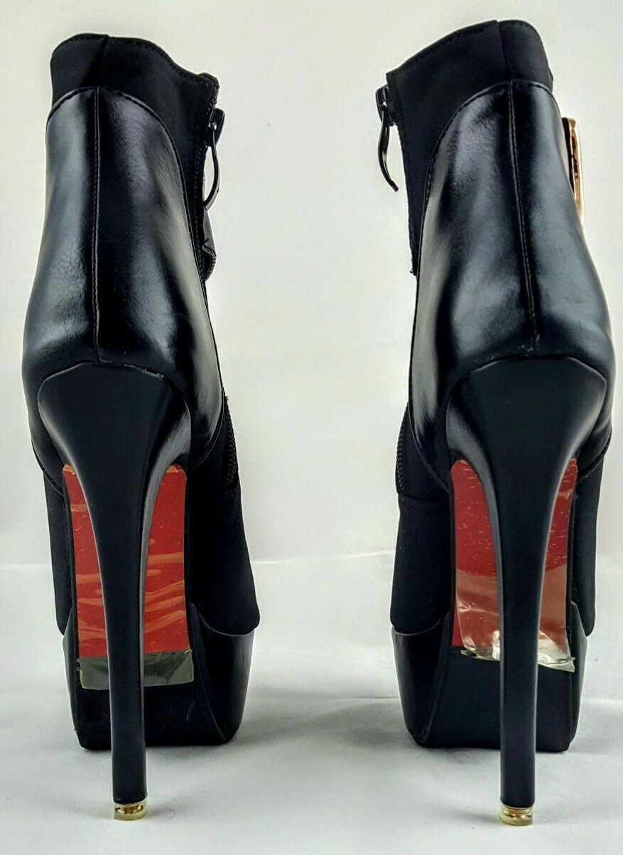 Womens Sexy Black Peep Toe Ankle Stiletto Platform Boots Fashion Zipped Shoe New