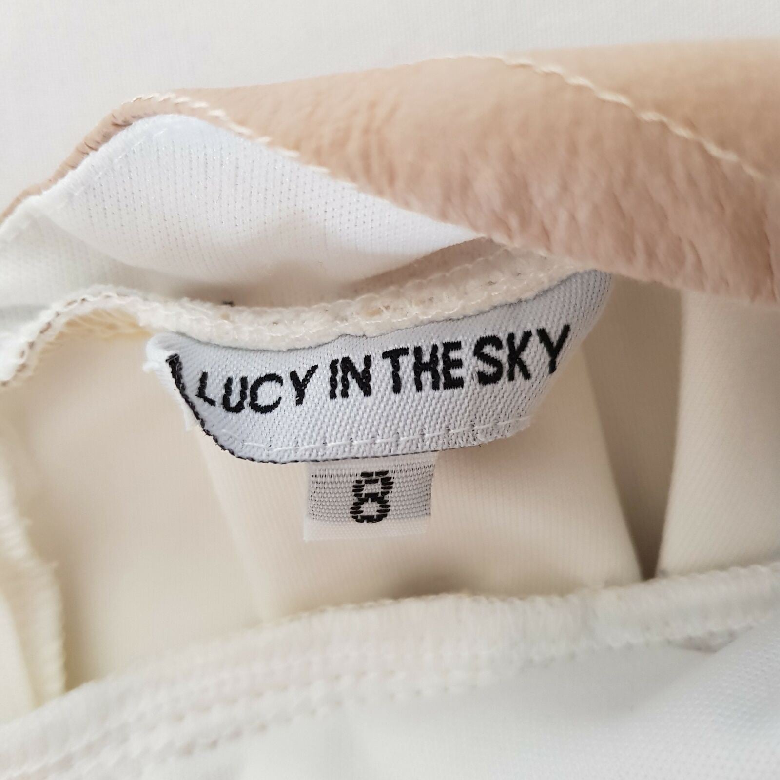 LUCY IN THE SKY Women's White Cream Beige Cut Out Pleated Skirt Sleeveless Dress