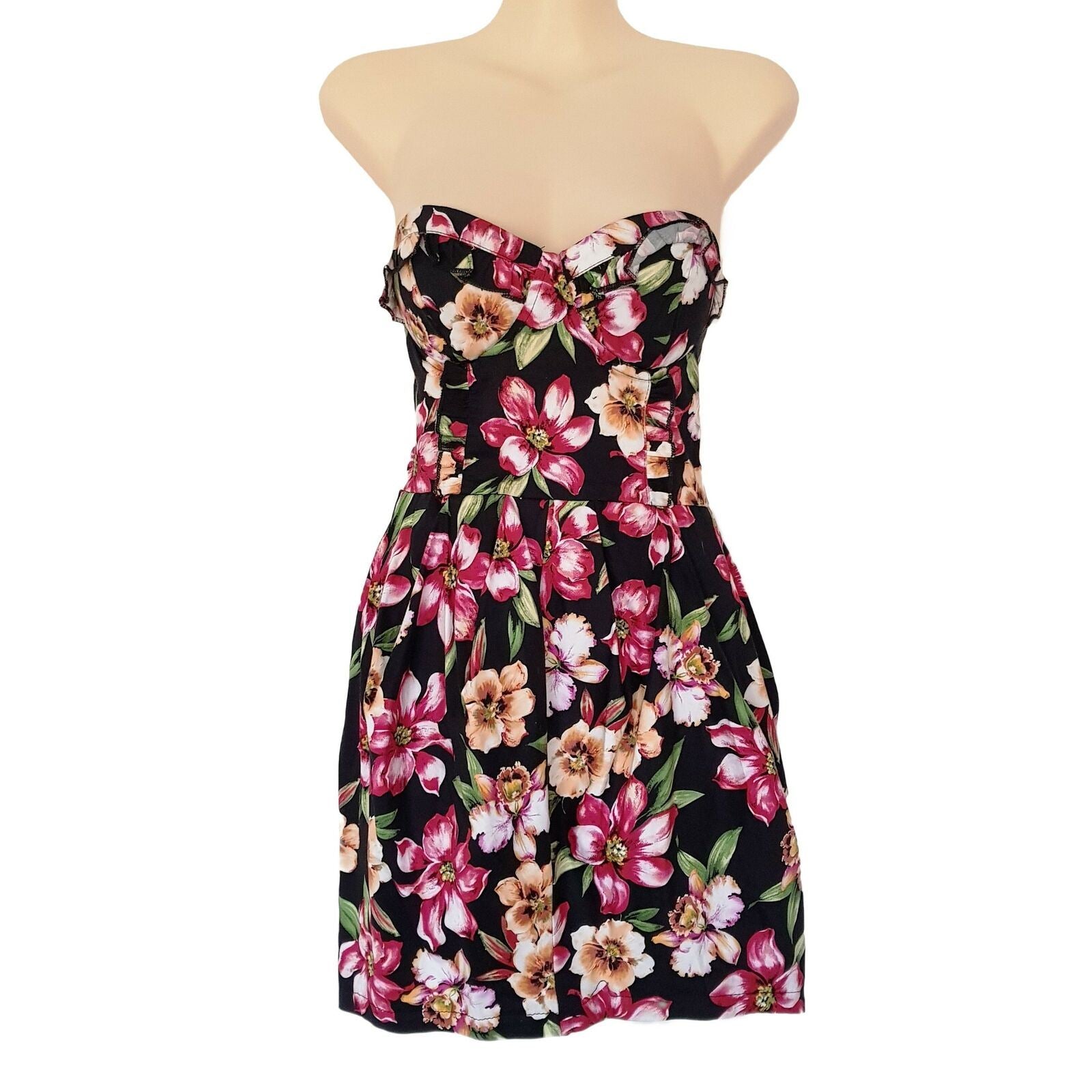 PILGRIM Women's Sexy Floral Strapless Summer Dress Sweetheart Elastic Bustier
