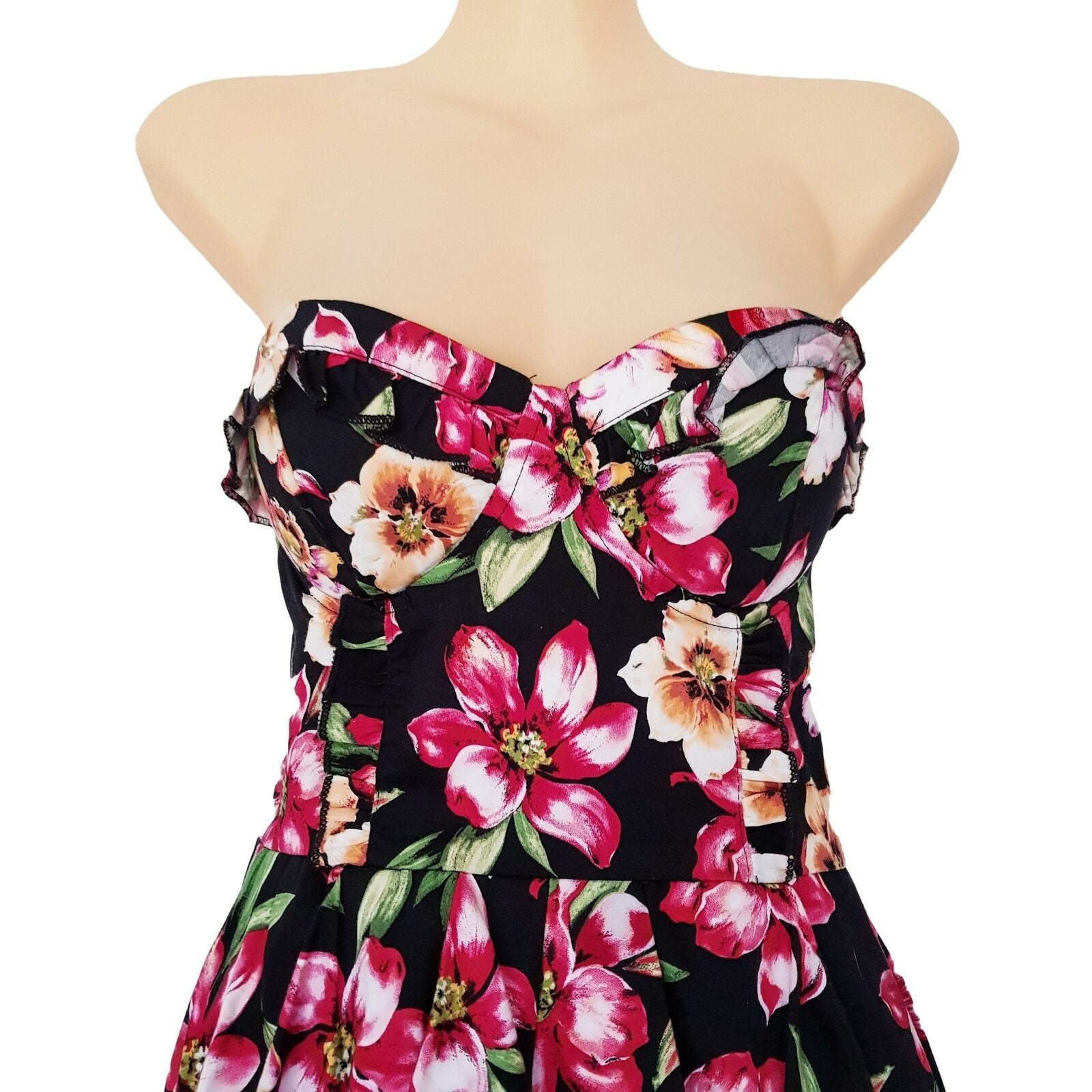 PILGRIM Women's Sexy Floral Strapless Summer Dress Sweetheart Elastic Bustier