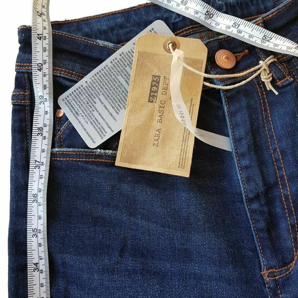 ZARA Women's High Rise Skinny Fit Blue Denim Jeans Pants Ladies Casual Wear