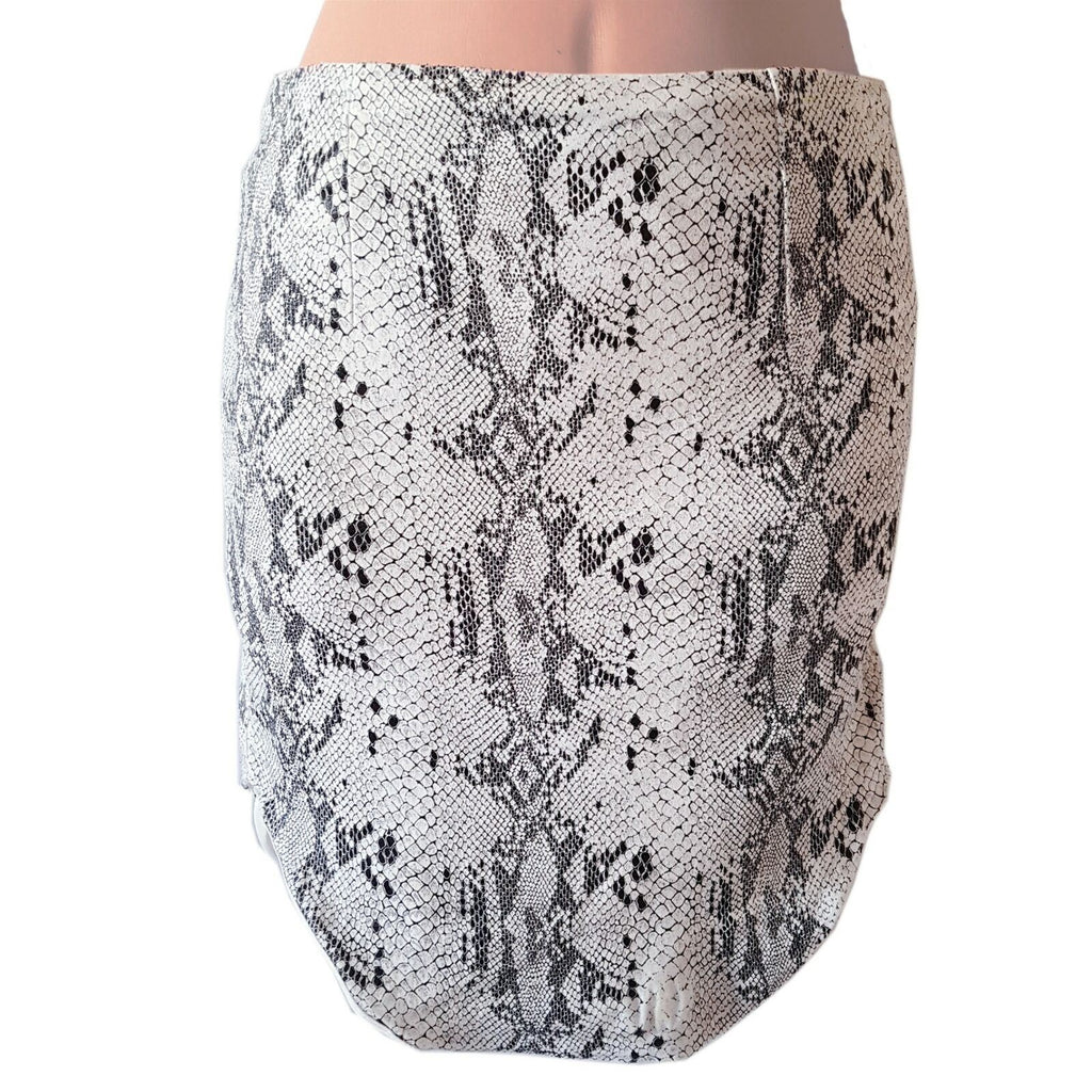 Women's Black & White Snakeskin Animal Print Luvalot Skirt Cocktail Party Wear