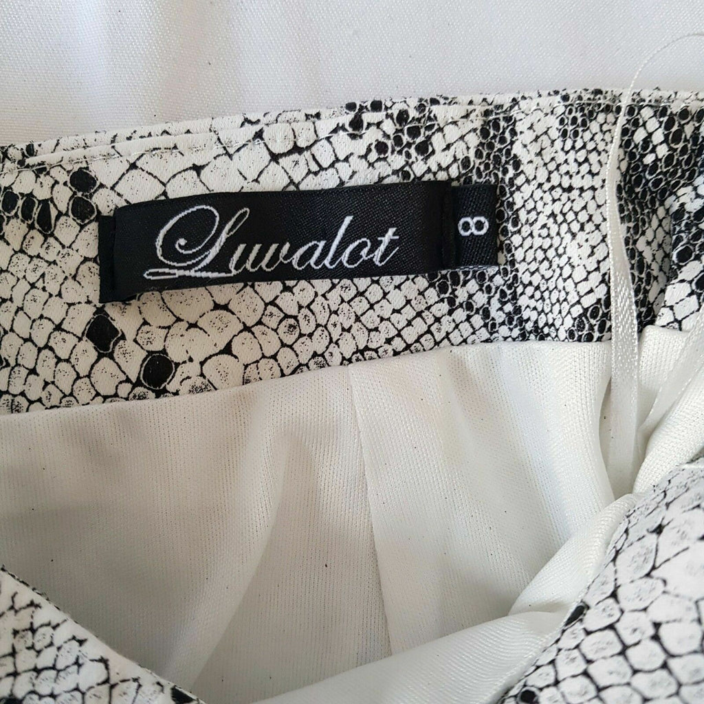 Women's Black & White Snakeskin Animal Print Luvalot Skirt Cocktail Party Wear