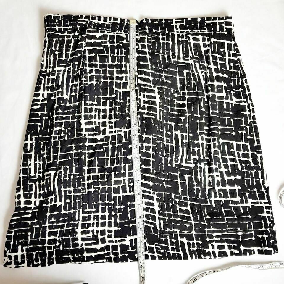 PORTMANS Black White Skirt Geometric Asymmetrical Women's Plus Work Office Wear