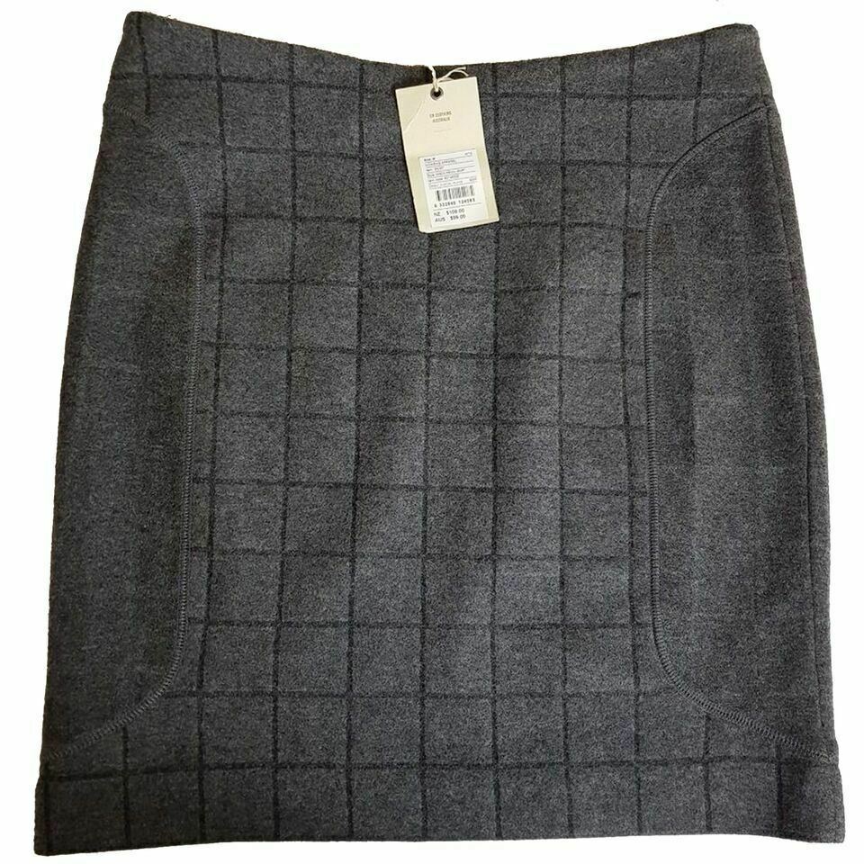 COUNTRY ROAD A-Line Skirt Charcoal Gray Grey Wool Women Office Ladies Work Wear
