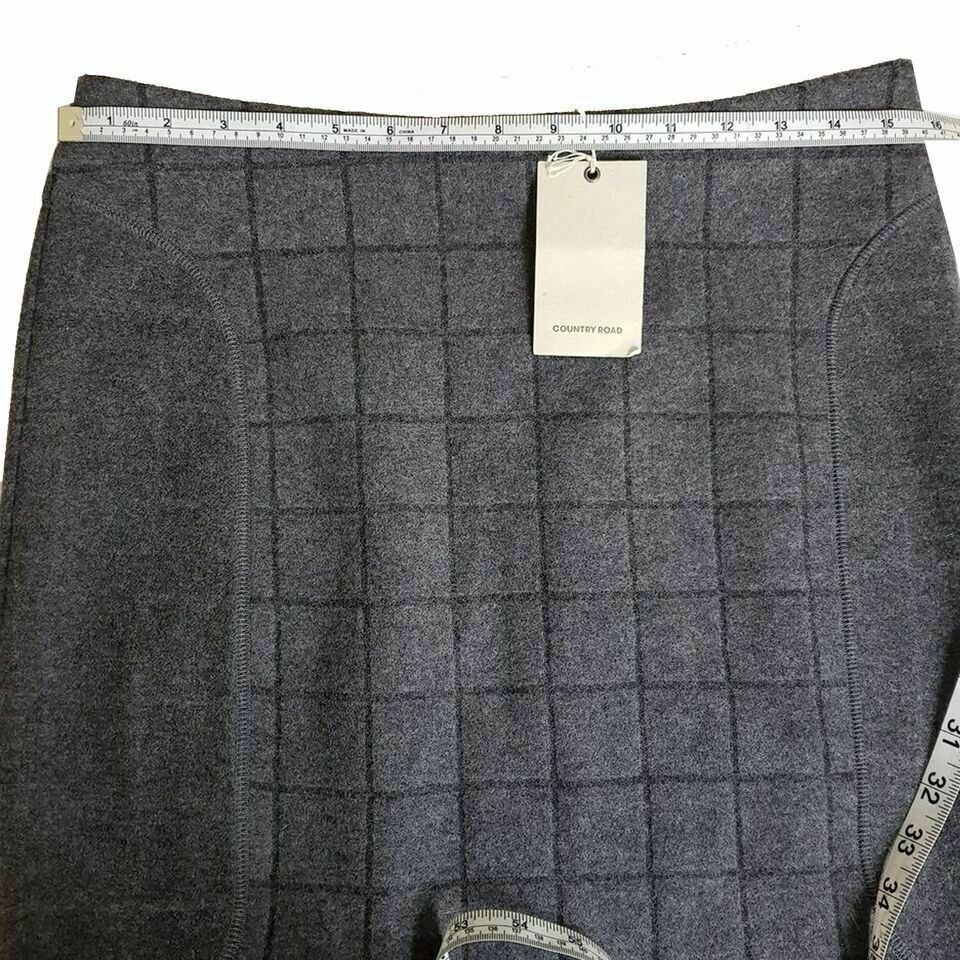 COUNTRY ROAD A-Line Skirt Charcoal Gray Grey Wool Women Office Ladies Work Wear