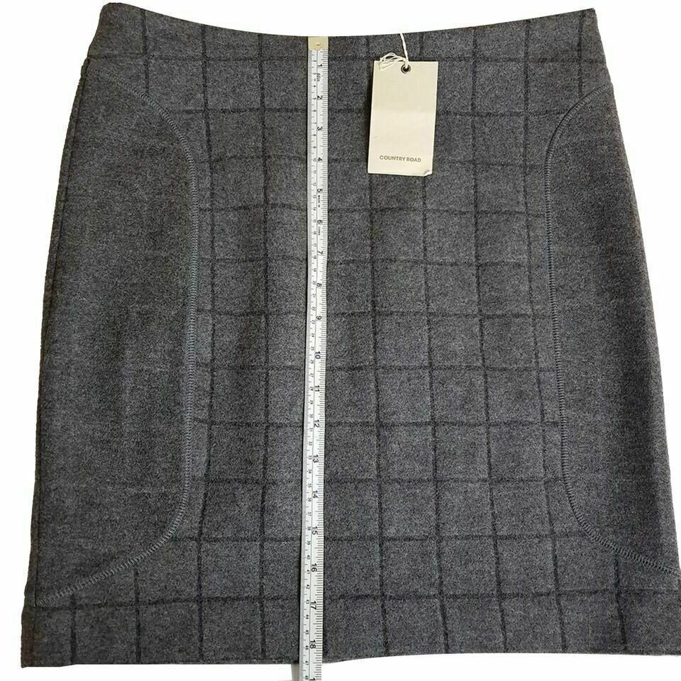 COUNTRY ROAD A-Line Skirt Charcoal Gray Grey Wool Women Office Ladies Work Wear