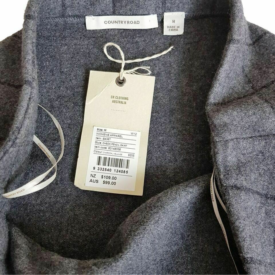 COUNTRY ROAD A-Line Skirt Charcoal Gray Grey Wool Women Office Ladies Work Wear