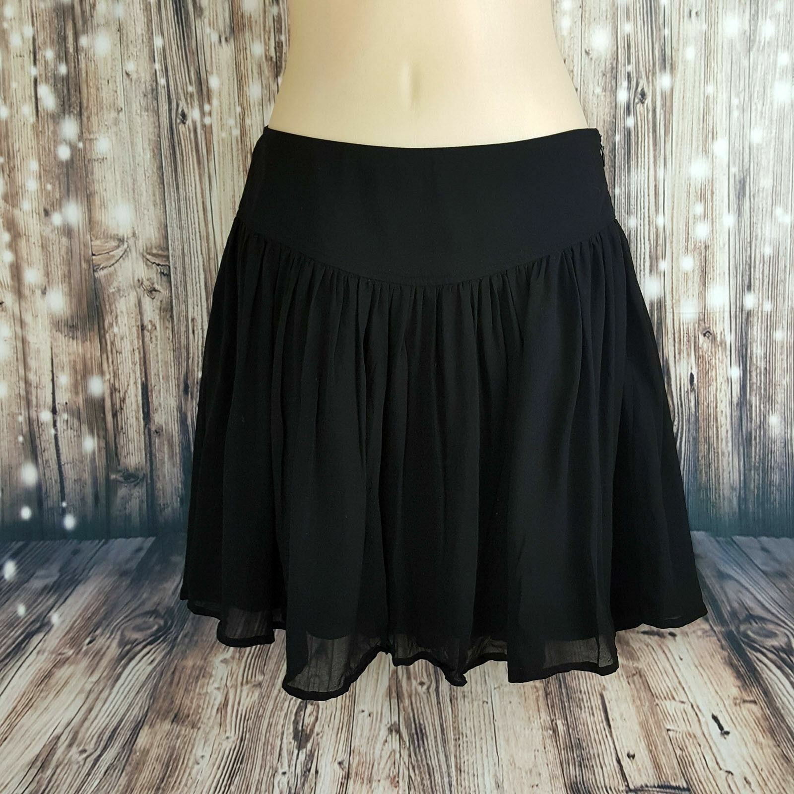 PORTMANS Women's Silk Black Skater A-Line Mini Skirt Fashion Cocktail Party Wear