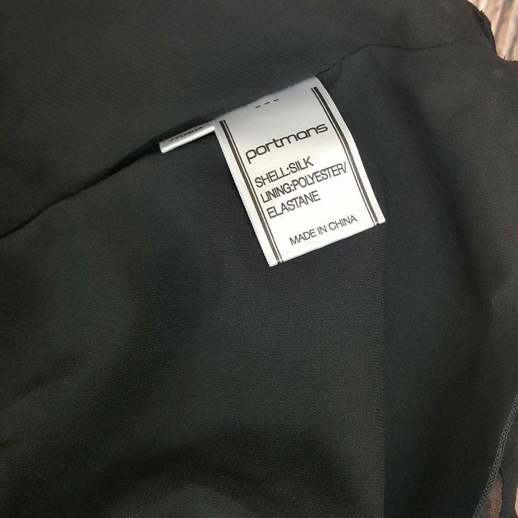 PORTMANS Women's Silk Black Skater A-Line Mini Skirt Fashion Cocktail Party Wear