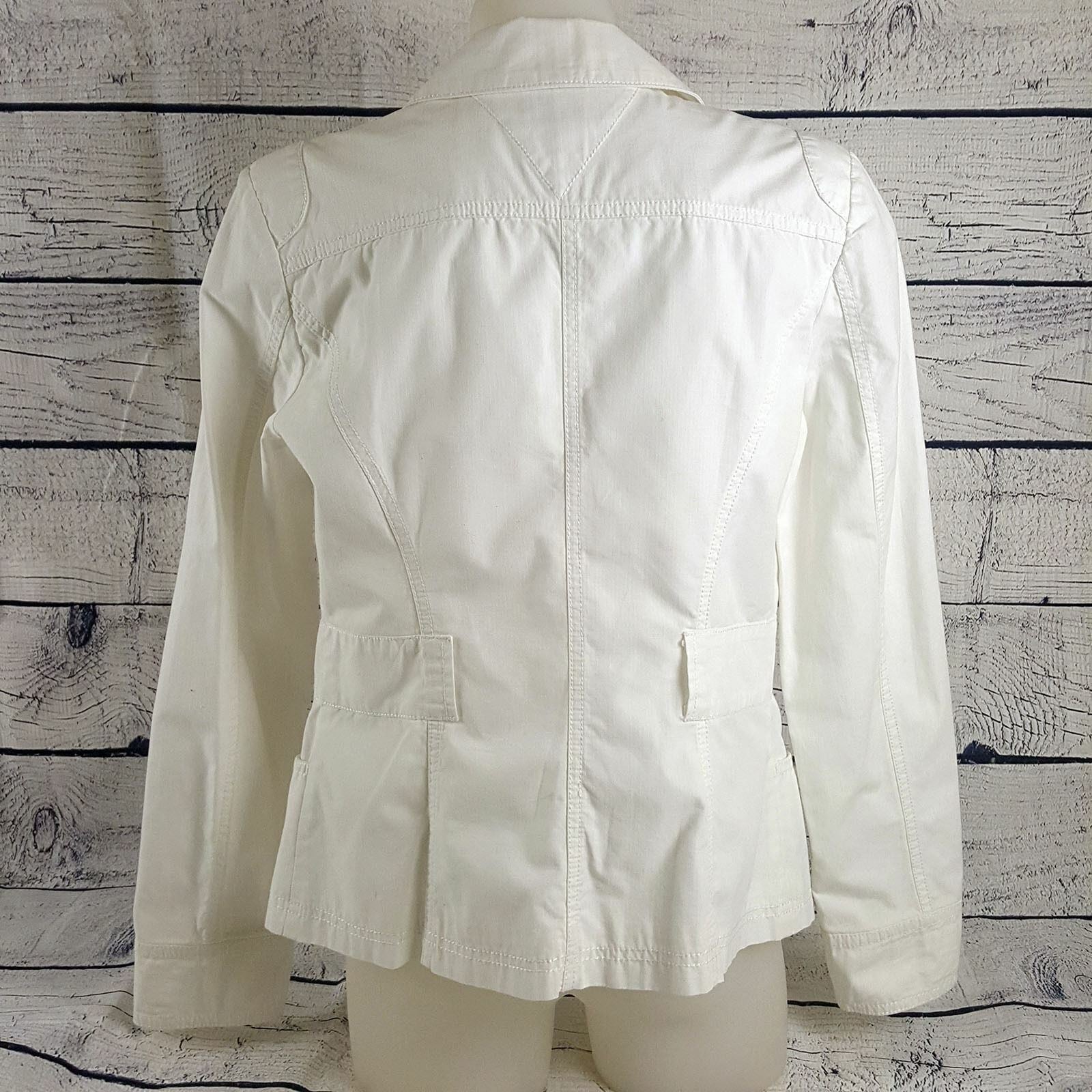 TOMMY HILFIGER Denim Women White Long Sleeve Button Cotton Fashion Petite Jacket