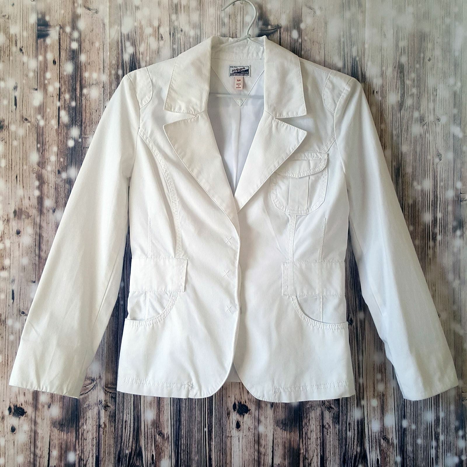 TOMMY HILFIGER Denim Women White Long Sleeve Button Cotton Fashion Petite Jacket