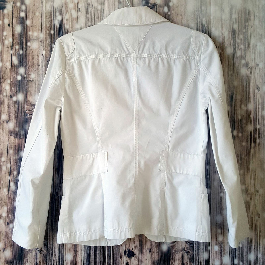 TOMMY HILFIGER Denim Women White Long Sleeve Button Cotton Fashion Petite Jacket